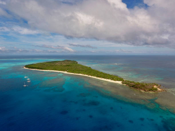 Aerial view Tonga Island Nemouka stock photo