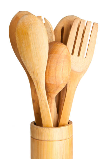 istock Wooden kitchen utensils  isolated on a white background 952066376