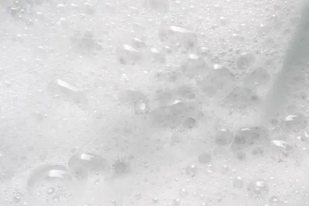 Photo of macro close up of soap foam bubble background