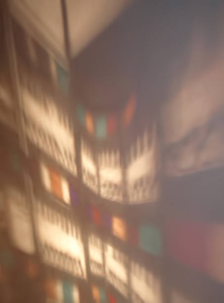 abstract oriental shadows background - illuminated vertical shadow focus on shadow imagens e fotografias de stock