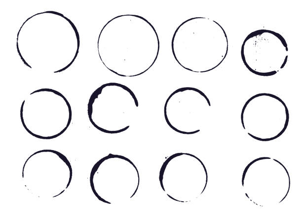 ilustrații de stoc cu set de pete rotunde negre și pete - inel