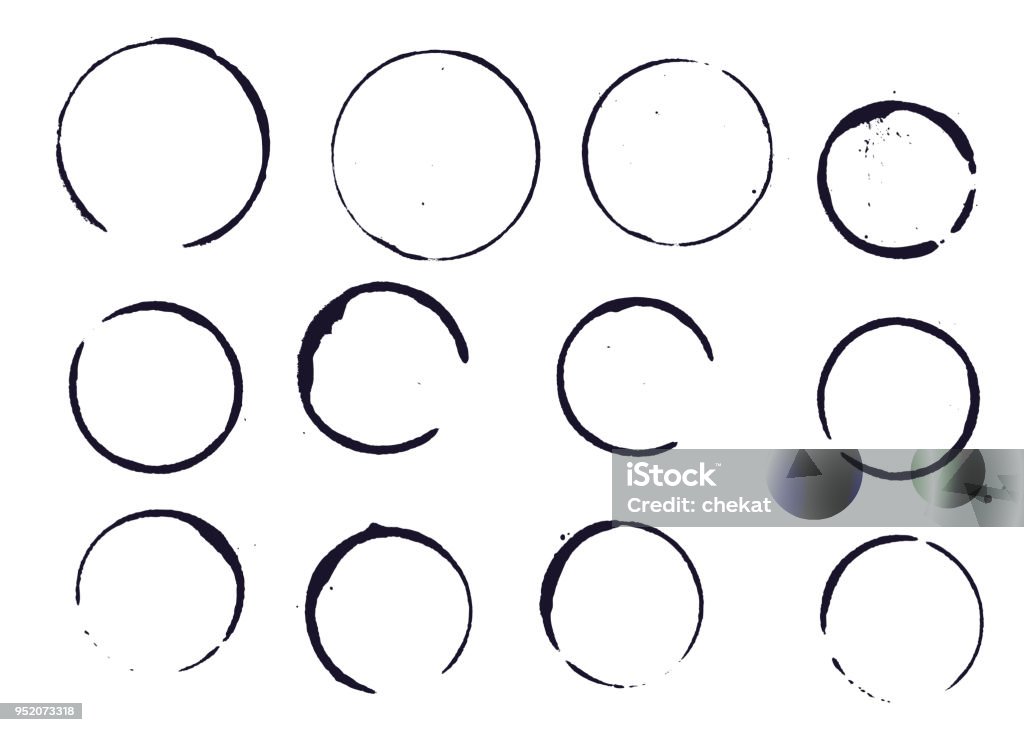 Set of black round stains and blots Set of black round stains and blots on white background. Vector illustration. Elemens for design."n Ring - Jewelry stock vector