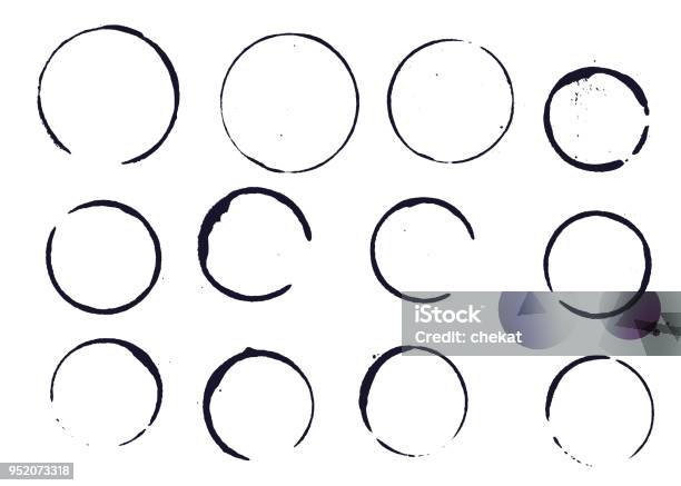 Set Of Black Round Stains And Blots Stock Illustration - Download Image Now - Ring - Jewelry, Wine, Circle