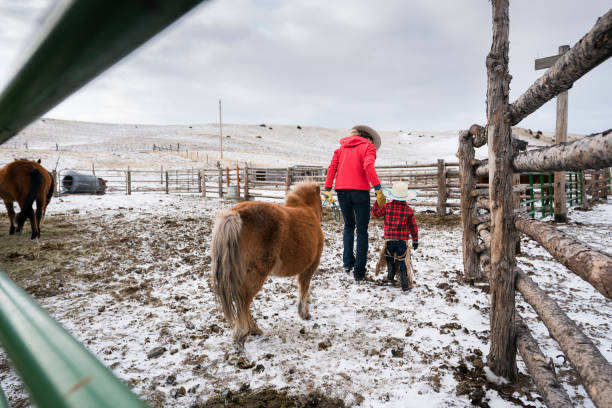 istock Mom teaches son chores on a Montana ranch 952073516
