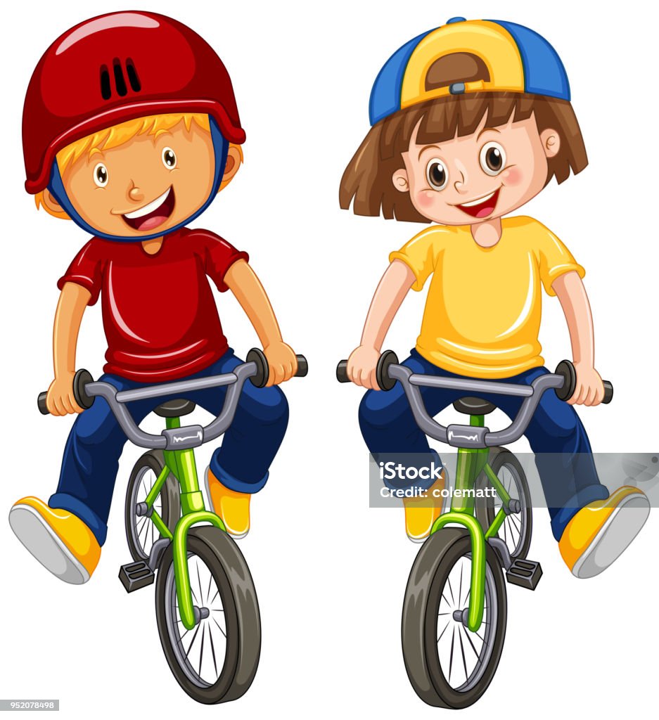 Urban Boys Riding Bicycle on White Background Urban Boys Riding Bicycle on White Background illustration Child stock vector