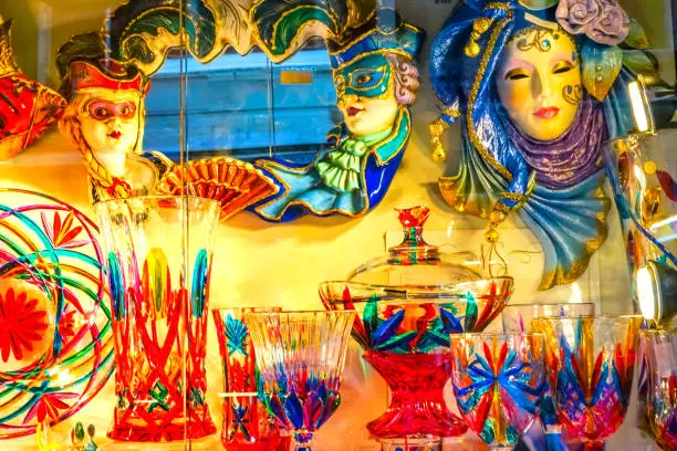 Photo of Colorful Venetian Glass Masks Venice Italy