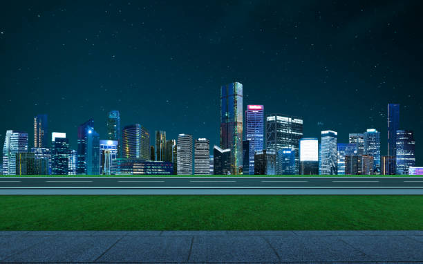 istock Side view asphalt road on night scene 952081142