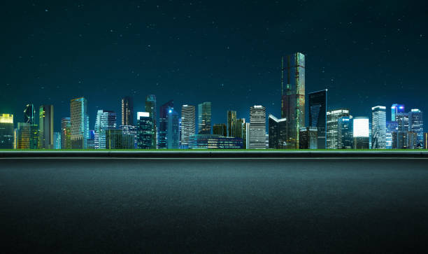 istock Side view asphalt road on night scene 952083106