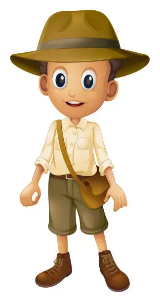 Vector illustration of A Zookeeper with Hat on White Background