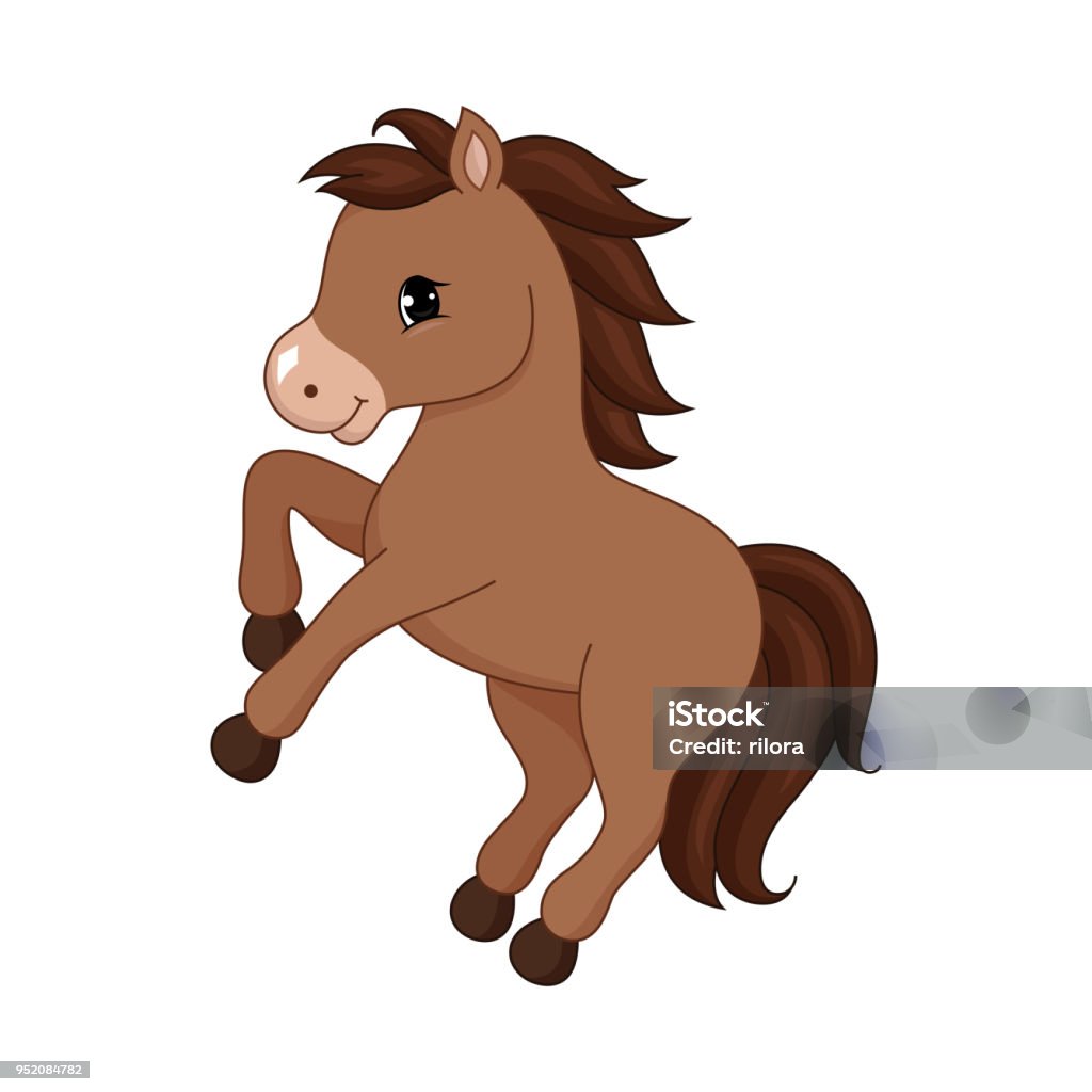 Personaje de dibujos animados adorable caballo. - arte vectorial de Animal libre de derechos