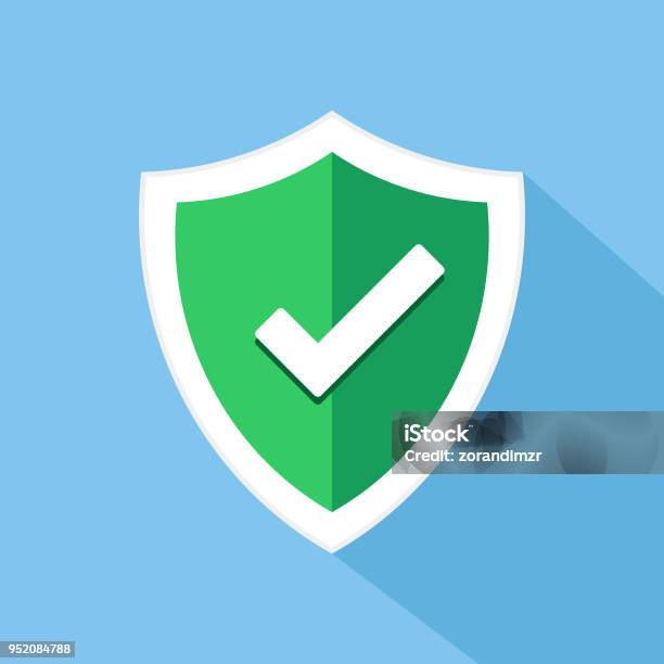 Check Mark Shield Vector Icon Stock Illustration - Download Image Now - Shielding, Shield, Protection