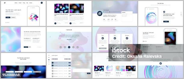 Set Of Vector Templates With Geometric Patterns Gradients Fluid Shapes For Website Design Minimal Presentations Portfolio Ui Ux Gui Design Of Headers Dashboard Features Page Blog Etc Stock Illustration - Download Image Now