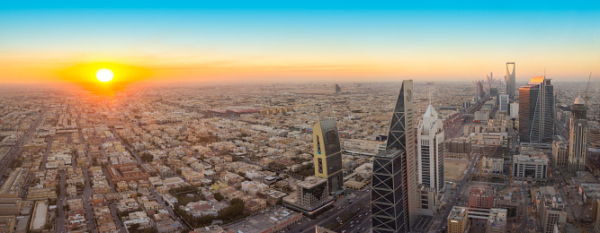 Panoramic view of Riyadh city at Before sunset