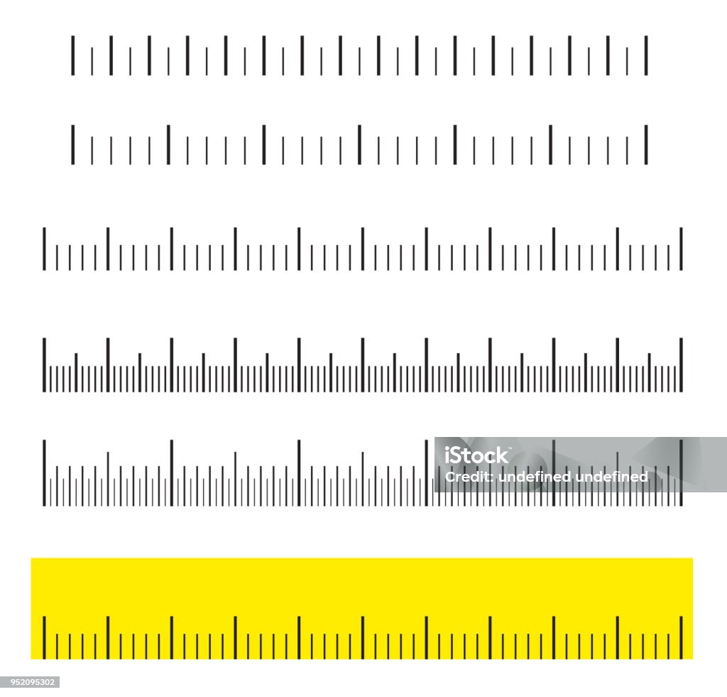 Unit distances.Black scale, markup for rulers. Different units of measurement. Vector illustration.Creative vector illustration set isolated on background. Different unit distances.Yellow ruler Black scale, markup for rulers. Different units of measurement. Vector illustration.Creative vector illustration set isolated on background. Different unit distances.Yellow ruler Ruler stock vector