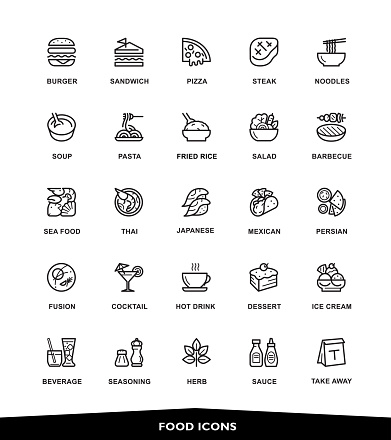 Restaurant, Food icons, vector, illustration, line, Modern Graphic