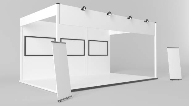 istock 3d rendering of a white exhibition stand with light for different uses 952107534