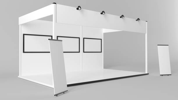istock 3d rendering of a white exhibition stand with light for different uses 952108500