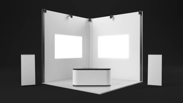 istock 3d rendering of a white exhibition stand with light for different uses 952109552