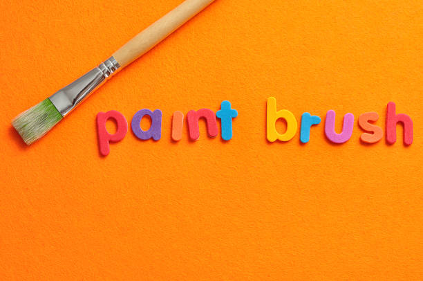istock A paintbrush with the word paintbrush on an orange background 952111296