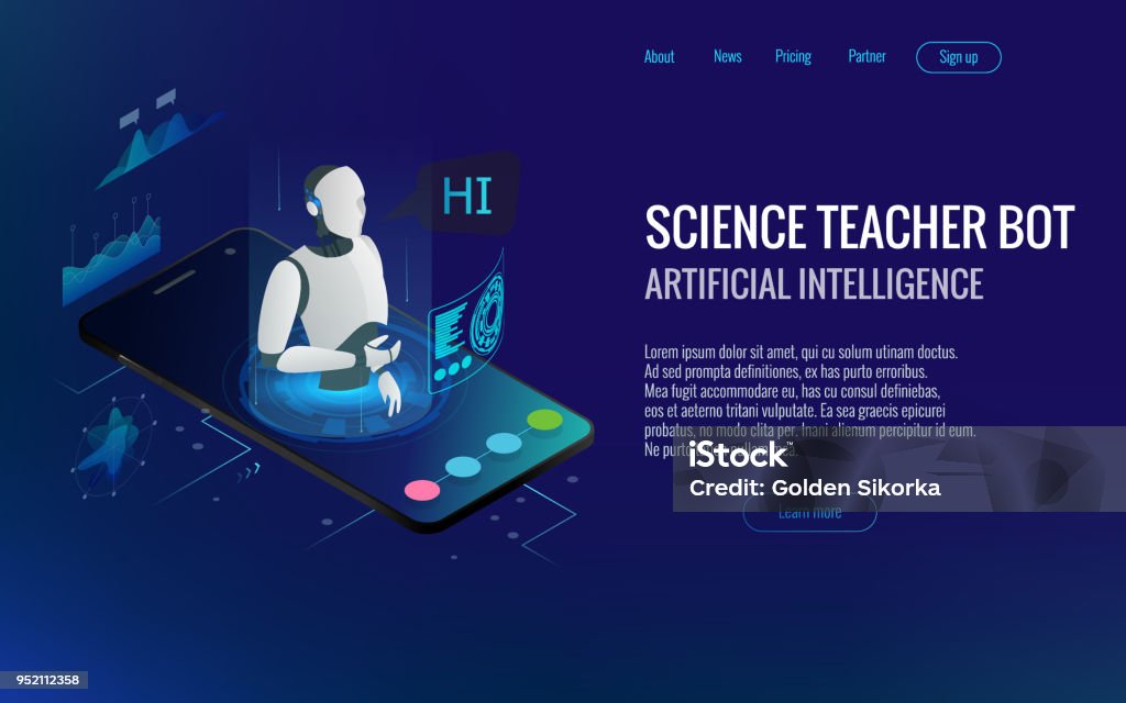 Isometric Science Teacher Bot Concept Artificial Intelligence Knowledge ...