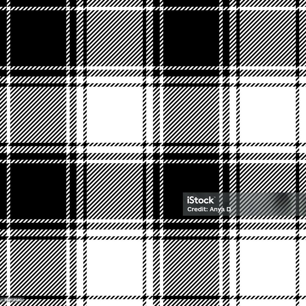 Seamless Plaid Check Pattern In Classic Black And White Stock