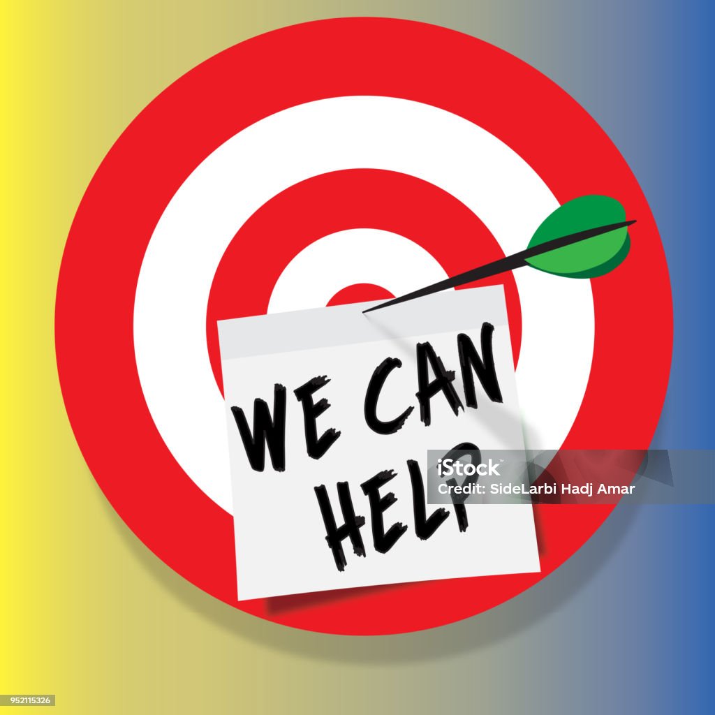 Targeted Help Needed Target And Small Paper With We Can Help Stock Illustration - Download ...