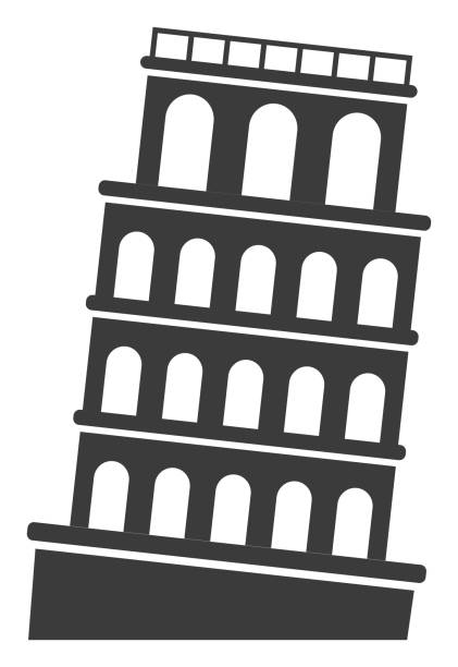 Tower of Pisa Icon Vector of Tower of Pisa Icon pisa leaning tower of pisa tower famous place stock illustrations