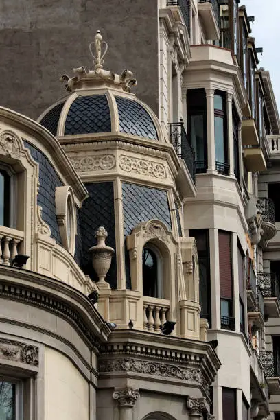 Windows of houses, copula, modernist style