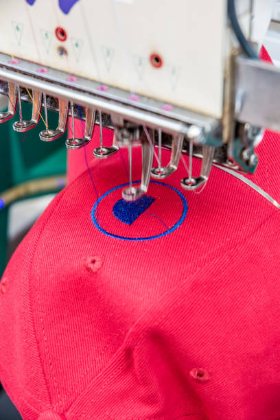 Basecap embroidered by sewing machine