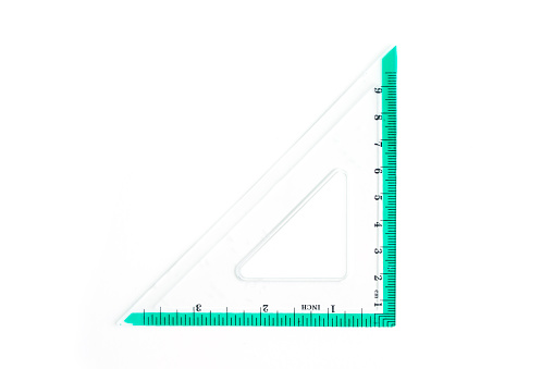 protractor triangle ruler drawings on white background