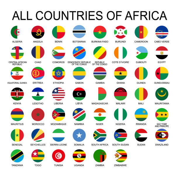 Vector illustration all flags of Africa. All countries of Africa, round shape flags. vector art illustration