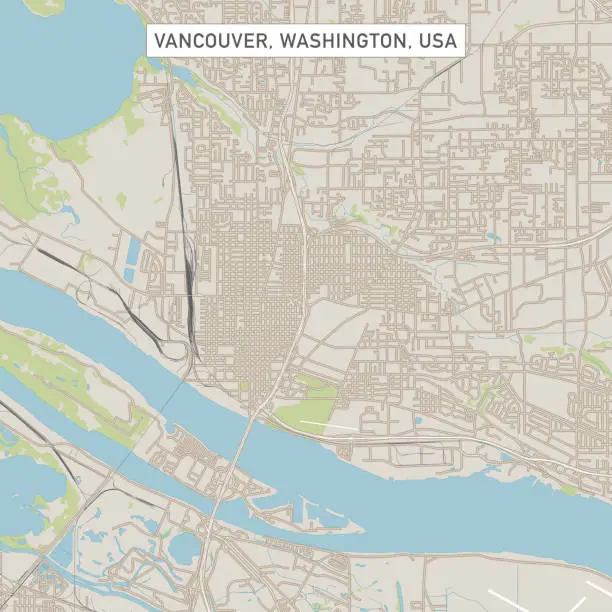 Vector illustration of Vancouver Washington US City Street Map
