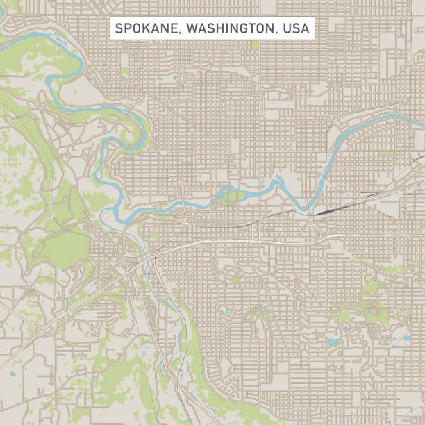 ilustraciones, imágenes clip art, dibujos animados e iconos de stock de mapa de calle de la ciudad de spokane washington estados unidos - spokane