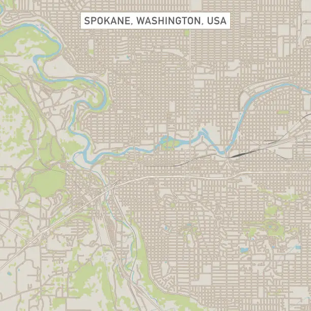 Vector illustration of Spokane Washington US City Street Map