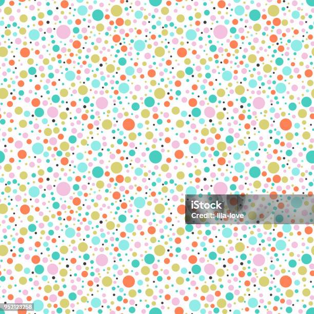 Seamless Colorful Dots Backgound Pastel Color Ball Vector Pattern Stock Illustration - Download Image Now
