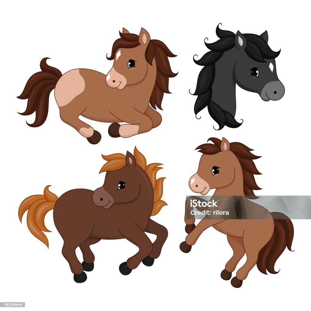 Adorable Cartoon Horse Character Stock Illustration - Download Image Now -  Pony, Cute, Horse - iStock