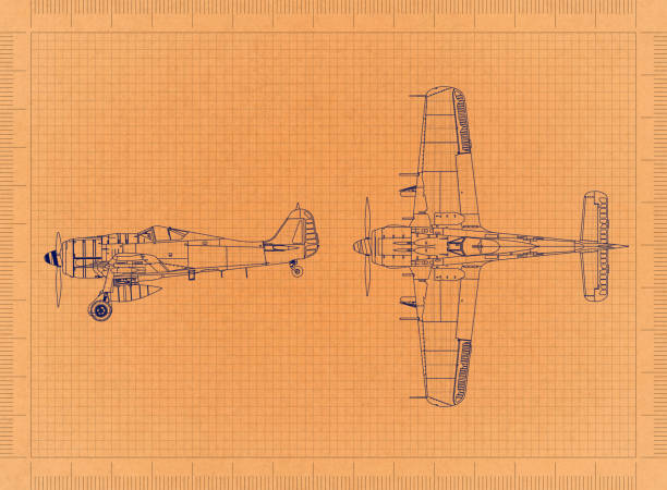 istock Classic Military plane - Retro Blueprint 952186026