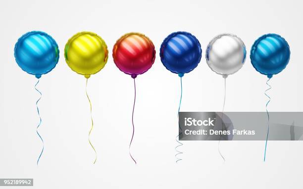 Colourful Balloons Floating In Front View Stock Image Stock Photo - Download Image Now