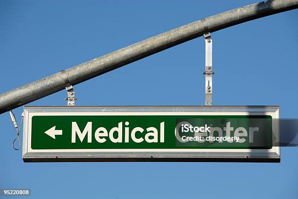 Medical Center Left Stock Photo - Download Image Now - Arrow Symbol, Built Structure, Color Image