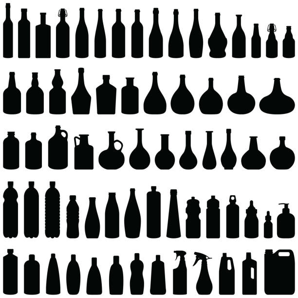 stockillustraties, clipart, cartoons en iconen met flessen - fles