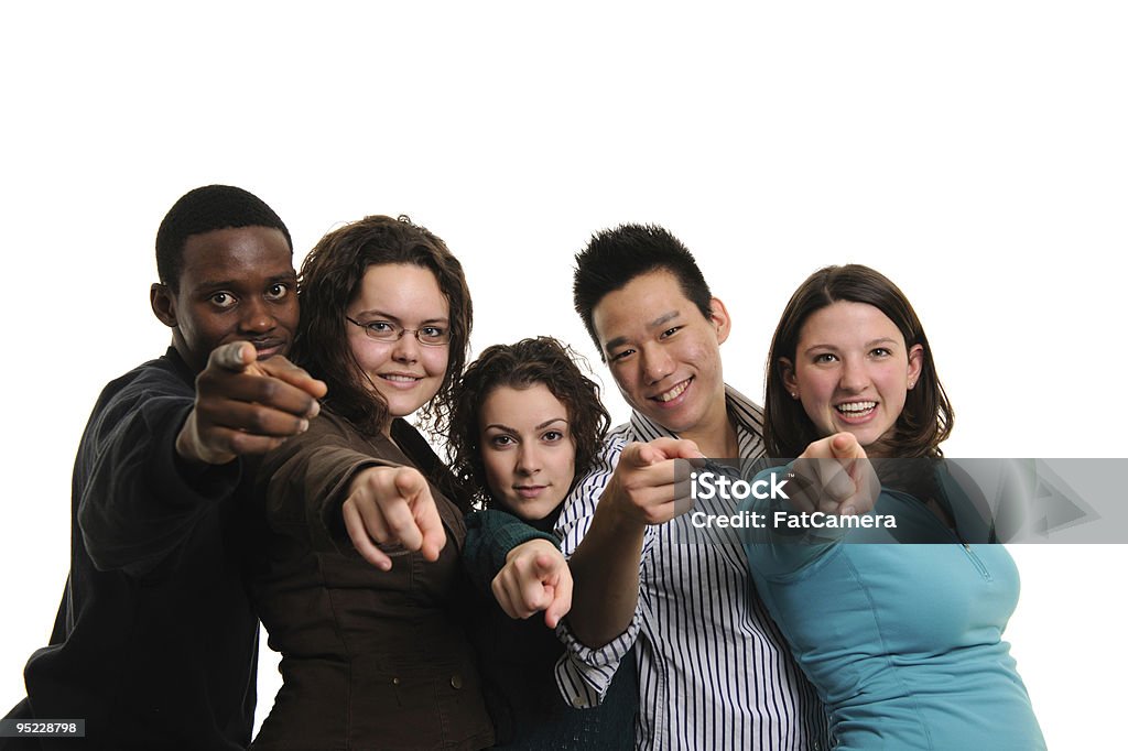 Diverse Young Adults A group of diverse young adults pointing at the camera.    18-19 Years Stock Photo