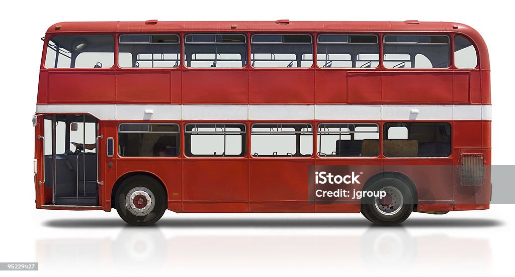 Rote Doppeldeckerbus auf Weiß - Lizenzfrei Bus Stock-Foto