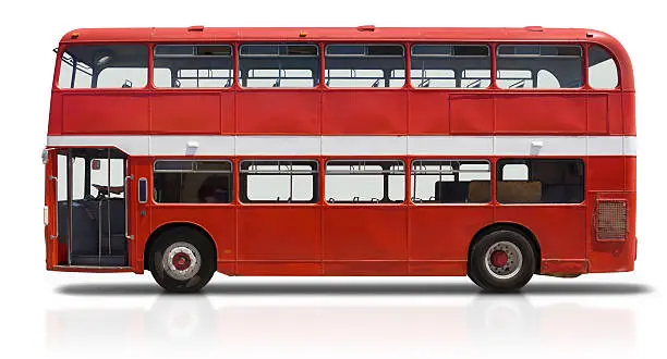 Photo of Red Double Decker Bus on White