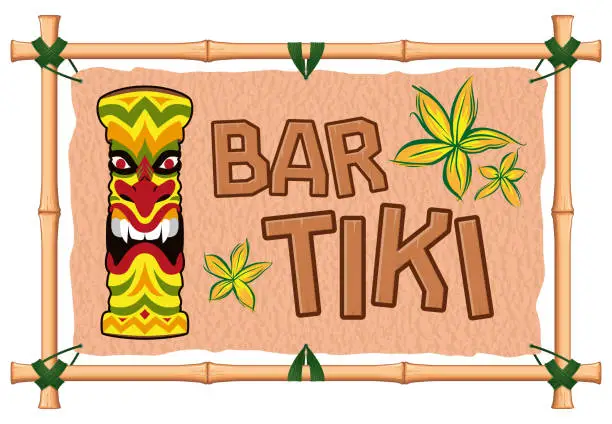 Vector illustration of Hawaiian Banner Tiki Bar
