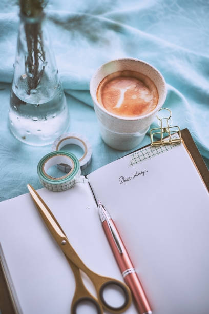 istock Diary and a cup of coffee on a turquoise napkin 952308574