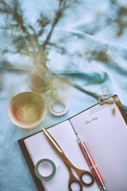 istock Diary and a cup of coffee on a turquoise napkin 952308620