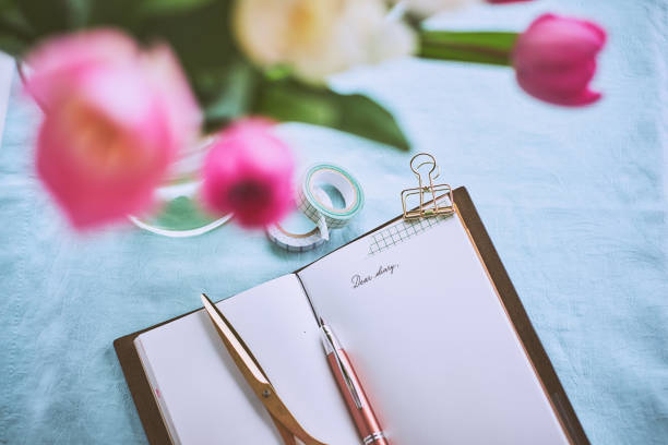 istock Diary and a cup of coffee on a turquoise napkin 952308668
