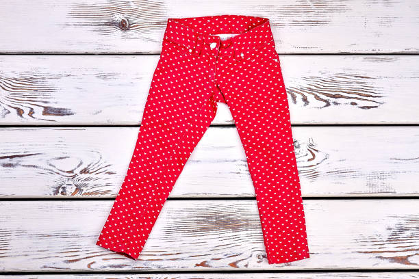 Beautiful red jeans for school child.