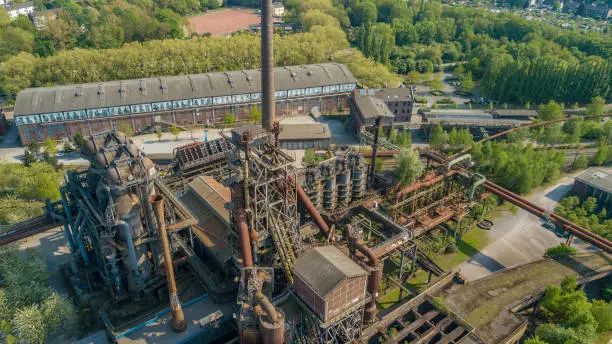 aerial view of the Landscape Landscape parc  Duisburg North Ruhrgebiet industrial culture Germany