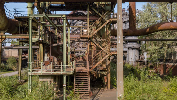 Landscape of the Landschaftspark Duisburg North Ruhrgebiet industrial culture Germany Landscape of the Landschaftspark Duisburg North Ruhrgebiet industrial culture Germany landschaftspark duisburg nord stock pictures, royalty-free photos & images